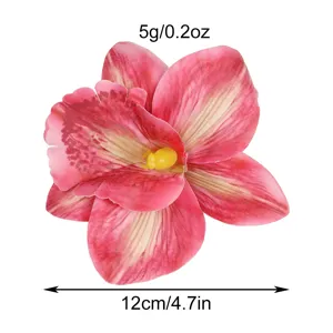 Bohemische künstliche Blumen-Haarklammer, lebendige rosa Orchideen-Haarnadel für Urlaub.