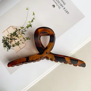 Große 13cm Schildpatt Kreuz Haarkralle, hochwertige dicke PC Haarklammer für elegante Frisuren.
