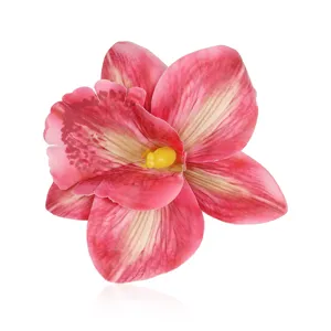 Lebendige pinke künstliche Orchidee Blume Haarklammer, Sommer Urlaub Haar Accessoire.