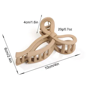 Matte beige Schleife Haarklammer, große hohle geometrische Haarspange für Damen Styling 10cm