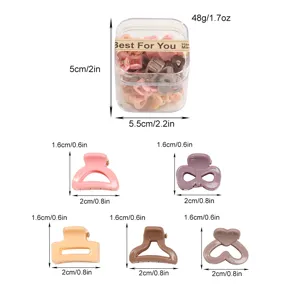 Joli ensemble de mini pinces à cheveux en boîte transparente, pinces colorées.