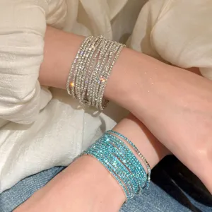 Moda Multicolore Strass Bracciale Elastico Cristallo Artificiale Intarsiato Catena a Mano Impilabile Minimalista Alta Qualità Gioielli per Donna