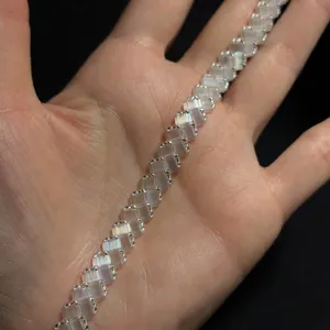 Minimalist Geometric Glass Beaded Bracelet For Women Aurora Borealis Square Cut Crystal Luxury Electroplated Charm Wristband Jewelry Gift