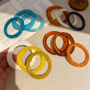 Modern Minimalistisch Hars Geometrisch Rond Armring Elegantie Marmerpatroon Stapelbaar Armband Set Elegante Sieraden Voor Vrouwen Hand
