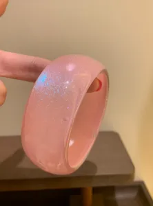 Pink glitter resin bangle bracelet chunky aesthetic jewelry gift for women fashion chic style