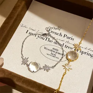 Ensemble de bracelets pendentif en verre zircone étoile exquis, bijoux de mode luxueux.