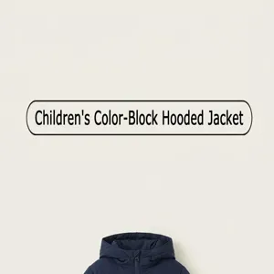 Detail view of children colorblock hooded jacket, raglan long sleeves, comfortable fabric.