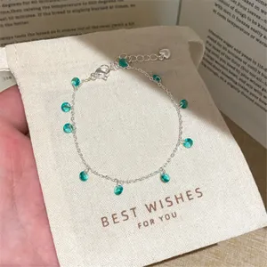 Mintgrün Kristall Silber Armband Sommer frisch minimalistisch Kette Schmuck für Damen
