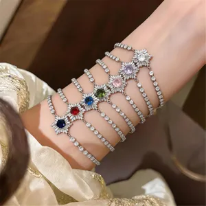 Mehrschichtiges blumen zirkon armband glänzender kristall mode eleganter schmuck für damen