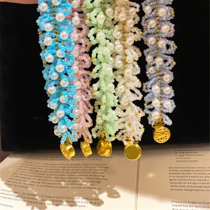 Conjunto de pulseras de cuentas de perlas coloridas hechas a mano joyería tejida