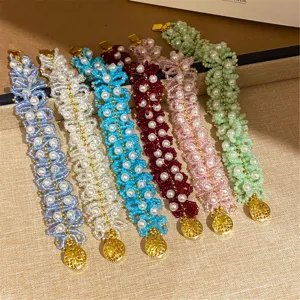 Conjunto de pulseras de cuentas y perlas tejidas, elegante joyeria para uso diario.