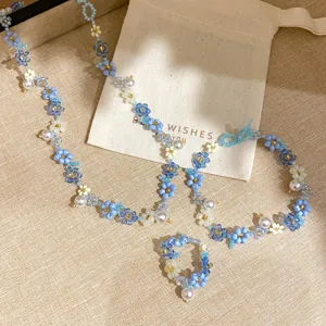 Süße Handgewebte Samenperlen Blumen Choker Halskette Elegante Glas Künstliche Perle Verschluss Seestern Anhänger Charme Halsketten Schmuck Für Damen Geschenk
