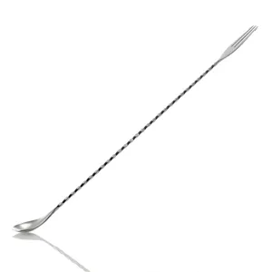 Stainless steel long bar spoon cocktail mixing spoon with trident fork for bartender