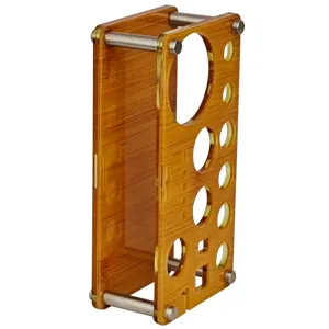 Support shaker à cocktail en acrylique finition grain de bambou, étagère de bar multi-trous.