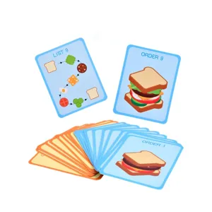 Children wooden sandwich burger sorting matching game cards early education cognitive toys.
