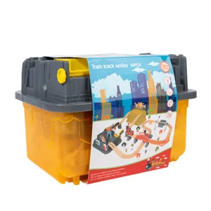 Set treno in legno per bambini 80 pezzi puzzle traffico urbano giocattolo educativo scatola