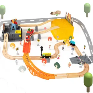 Set treno in legno per bambini 80 pezzi traffico cittadino giocattolo educativo montaggio
