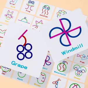Educational wooden geometric stick puzzle cards for kids early learning and logic training main view