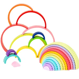 Wooden rainbow stacking blocks toy for kids early educational enlightenment and learning