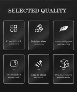 Edelstahl Cocktailshaker Set Infografik mit Spiegelpolitur und leichter Reinigung für Bars.
