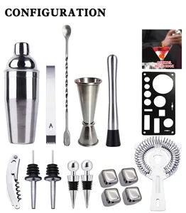 Set de coctelera de acero inoxidable de 16 piezas herramientas profesionales de barra