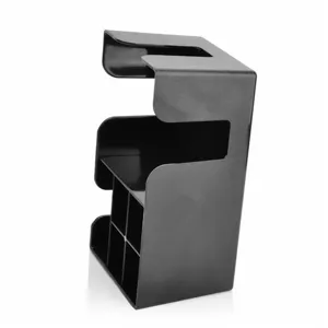 Zwarte kunststof bar caddy organisator voor rietjes, servetten en roerstaafjes.