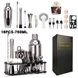 16-delige cocktail shaker set met acryl standaard 750ml bar gereedschapset voor drankjes
