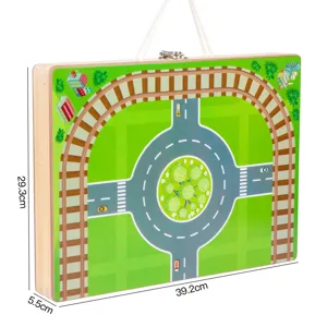 Wooden city traffic track building blocks toy storage box kids educational learning toy set