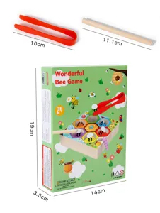 Gioco da pesca di api in legno per bambini, sviluppo delle abilità motorie.
