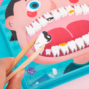 Wooden kids dentist toy set pretend play early education simulation tooth extraction tool