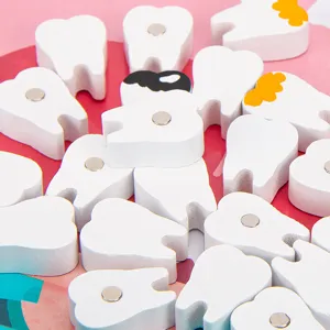 Wooden kids dentist pretend play toy set, simulation teeth with magnetic design for early education.