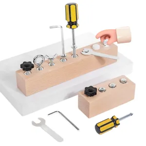 Kids wooden screw tool set educational toy Montessori early learning hands-on training game