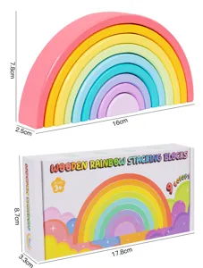Jouet de blocs emplables arc-en-ciel en bois pour enfants, 9 couleurs pour éducation précoce.