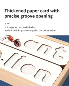 Kids wooden spelling word game toy, thickened 0.3cm cardboard with precise groove design.