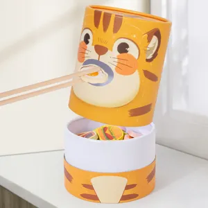 Kids feeding game toy with cute tiger container and wooden chopsticks for early education.