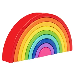 Jouet empilable en bois arc-en-ciel montessori jeu éducatif d'équilibre pour enfants et bébés.