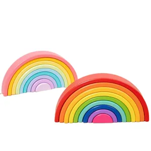 Jouet de blocs empilables arc-en-ciel en bois pour enfants, jeu éducatif et d'équilibre.