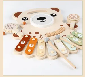 Wooden musical toy multi-functional xylophone drum early education percussion for kids details