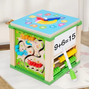 Holz-Lernwürfel Aktivitätswürfel für Kleinkinder, multifunktionales Lernspielzeug.