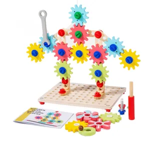 Kinder Holz Zahnrad Bausteine pädagogisches DIY Montage Lernspielzeug für frühkindliche Bildung.
