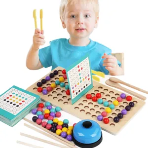 Wooden bead clipping game Montessori educational toy for kids color cognitive training