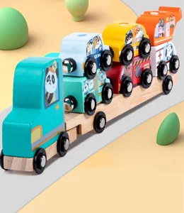 Wooden magnetic car toy set for kids early educational learning fun sorting puzzle play