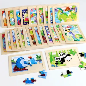Kids wooden puzzle educational 12-piece jigsaw toy cartoon animal early learning set