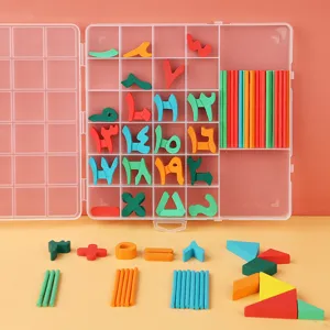 Kids early education math learning toy set with storage box, counting sticks and blocks.