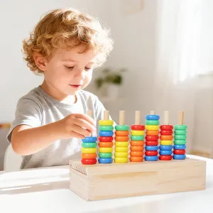 Holz Rechenschieber Stapelringe Früherziehung Lernspielzeug für Kleinkinder und Kinder