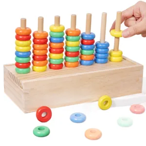 Hölzernes Rechenzentrum Kinder Lernspielzeug, bunte Stapelringe Mathe-Lernspielzeug.
