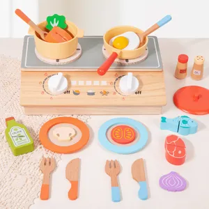 Ensemble de Jouets de Cuisine en Bois Poêle de Simulation Jeu de Rôle Éducation Précoce Légumes de Coupe Jouets de Cuisine Pour Enfants