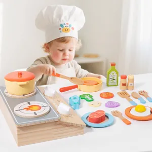 Ensemble cuisine bois enfant jouet imitation cuisinière bambin Montessori éducatif image principale