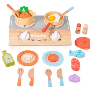 Ensemble de jouets de cuisine en bois pour enfants jeu de simulation de cuisson et decoupe