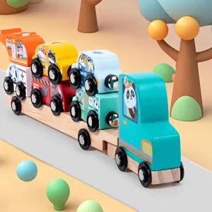 Wooden Magnetic Car Toy Set For Kids Toddlers Early Educational Learning Splicing Vehicles Montessori Toys Gift